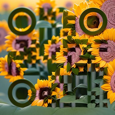 Sunflower Field 3D Render Flowers QR Code Art