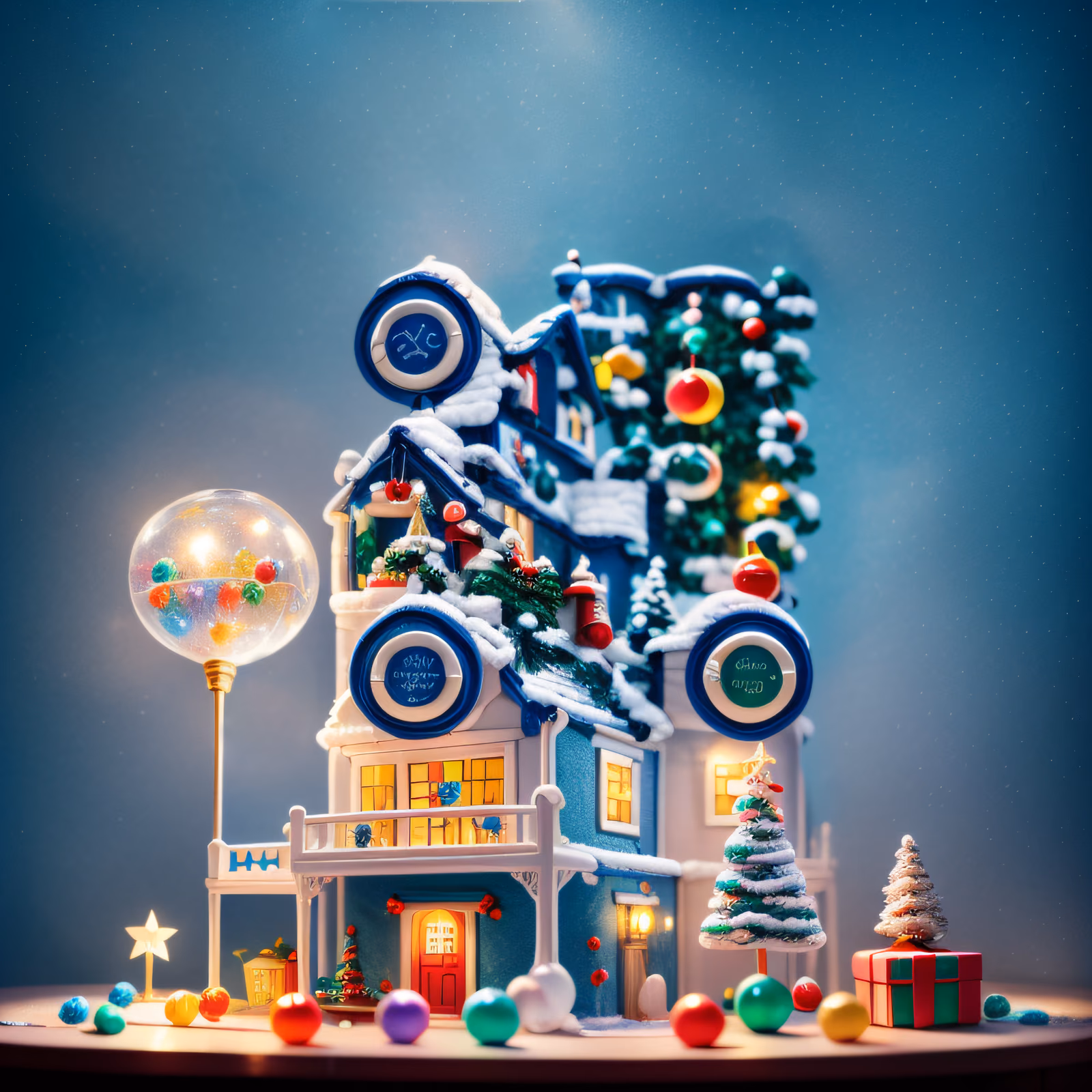 Snowy Toyland Christmas House 3D QR Code for Greeting Cards — image 1
