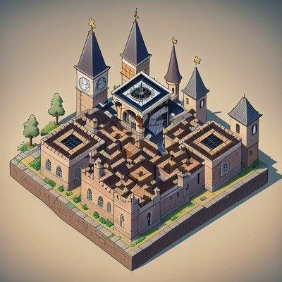 Isometric European Town Comic QR Code Art