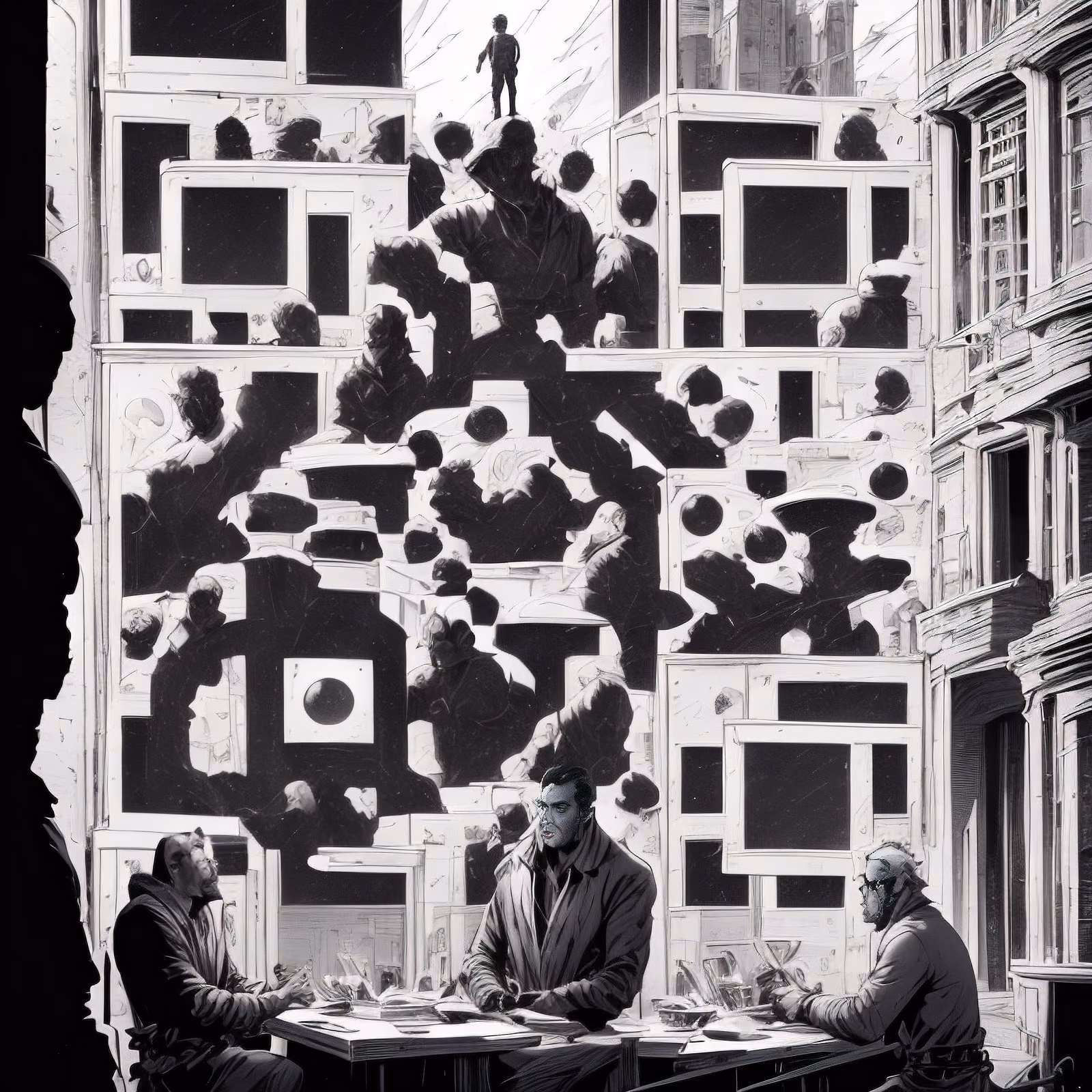 Noir Comic Street Scene QR Code for Posters — image 1