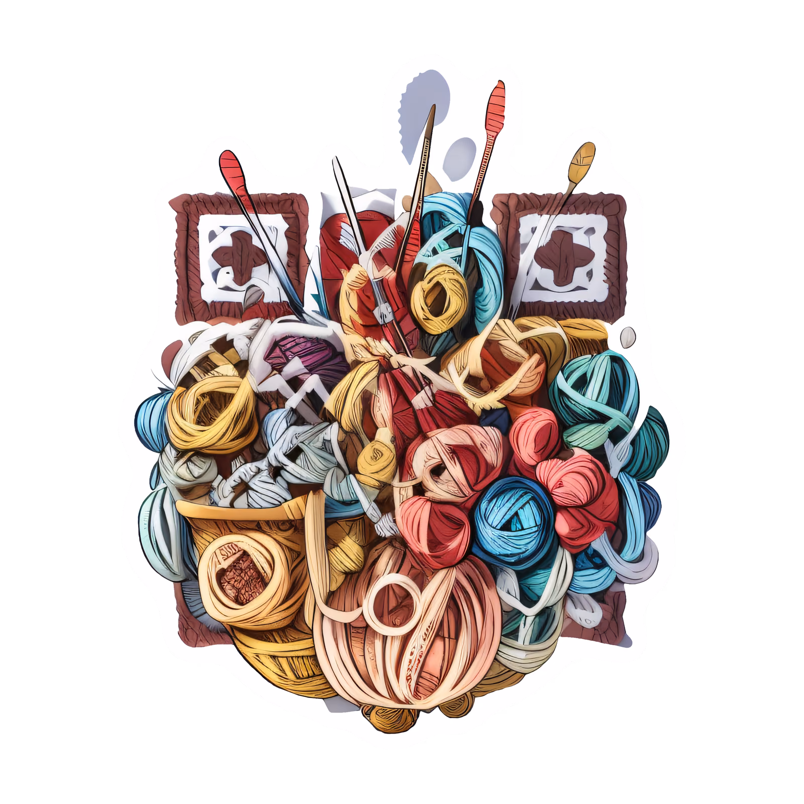 Crochet Hooks and Yarn Vector QR Code for Stickers — image 1