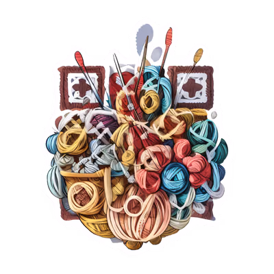 Crochet Hooks and Yarn Vector QR Code for Stickers — image 1