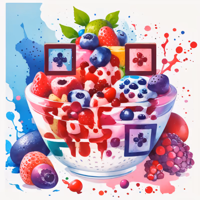 Berry Smoothie Bowl Watercolor QR Code for Stickers — image 1