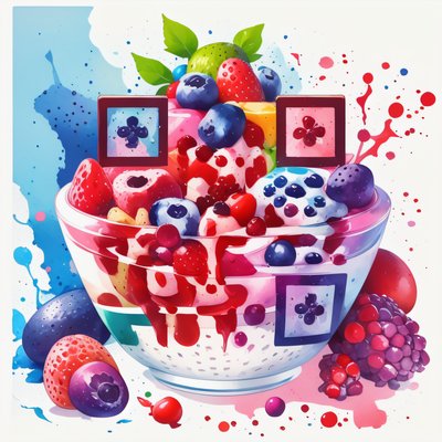 Berry Smoothie Bowl Watercolor QR Code for Stickers