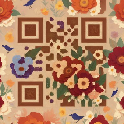 花园花鸟图案二维码艺术