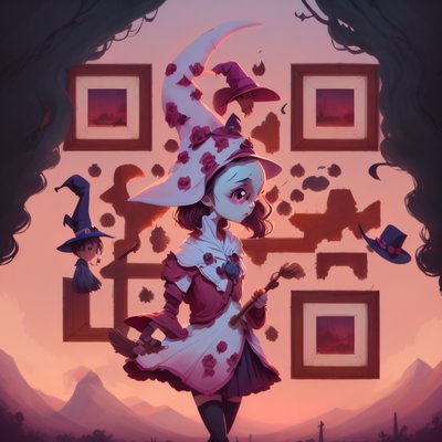 Young Witch Cartoon Halloween QR Code for Posters
