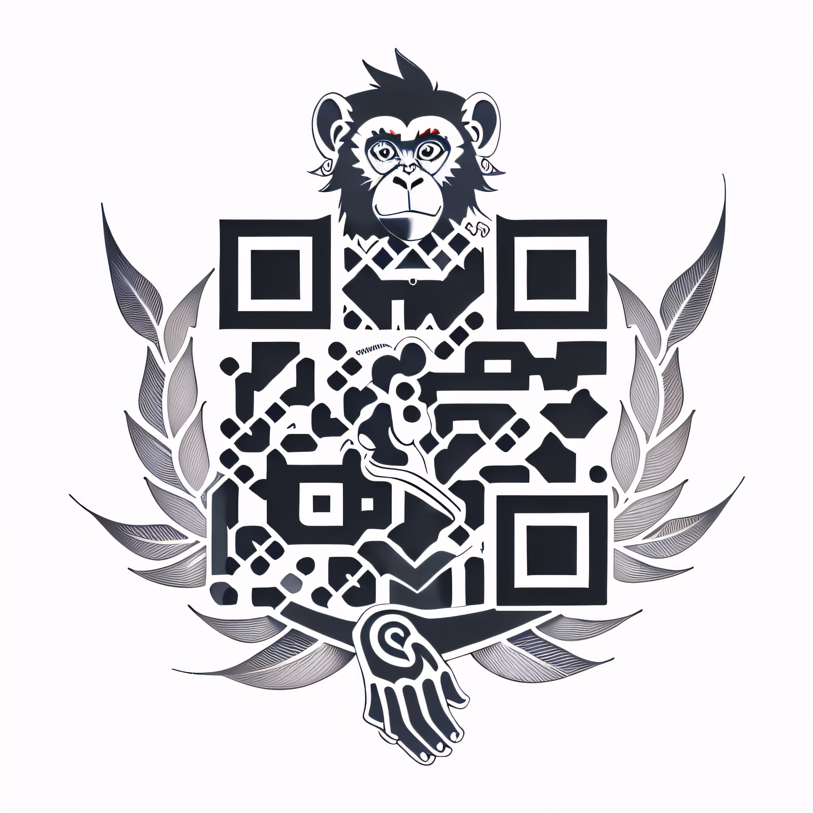 Monkey Crest Tattoo Style QR Code for Temporary Tattoos — image 1