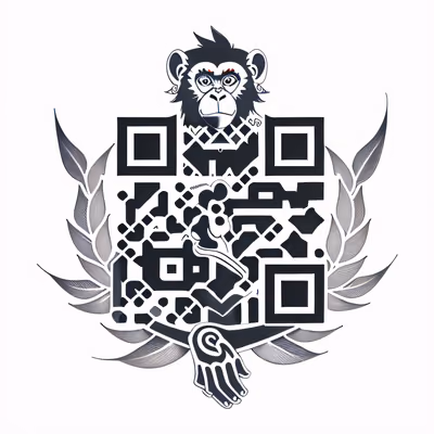 Monkey Crest Tattoo Style QR Code for Temporary Tattoos — image 1