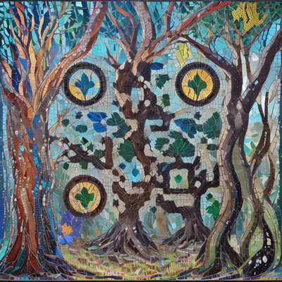 Forest Tree Mosaic QR Code Art
