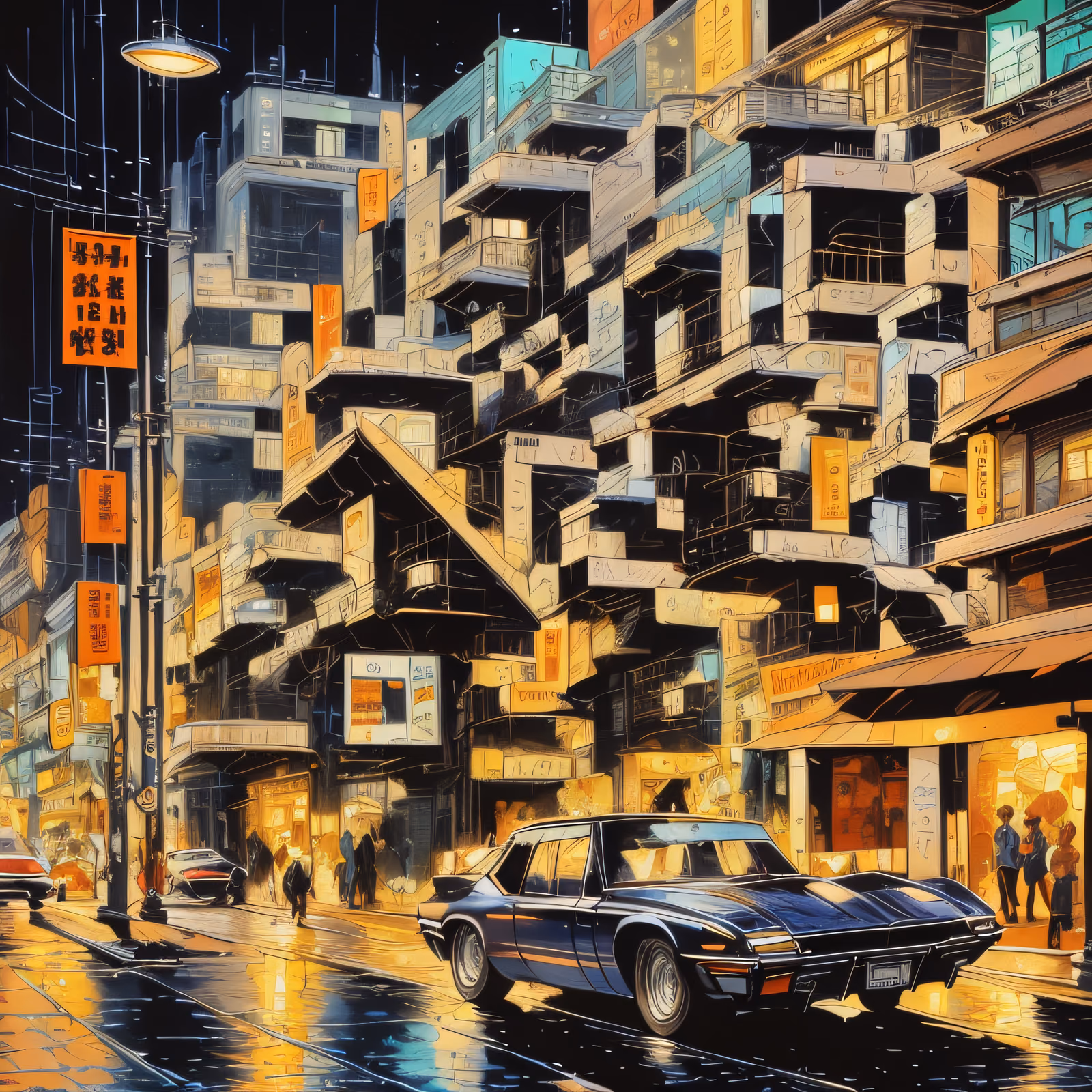 Comic Night City Street QR Code for Posters — image 1