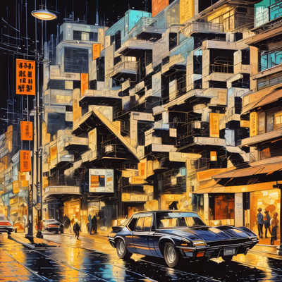 Comic Night City Street QR Code for Posters — image 1