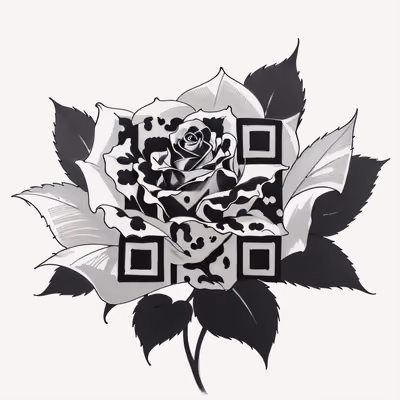 Black and White Rose Tattoo QR Code for Temporary Tattoos — image 1