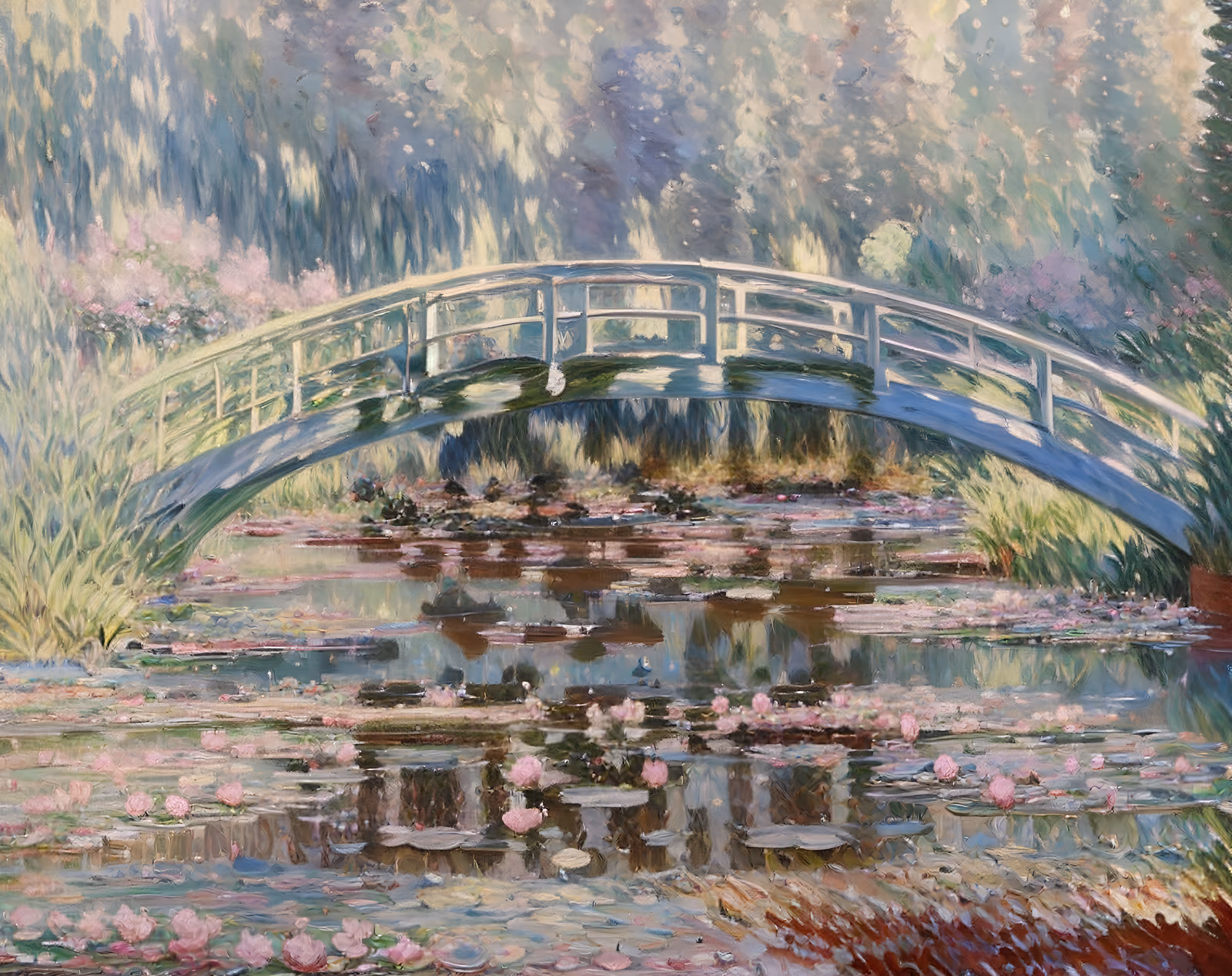 Water Lily Pond Bridge Impressionist QR Code Art — image 1