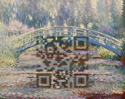 Water Lily Pond Bridge Impressionist QR Code Art