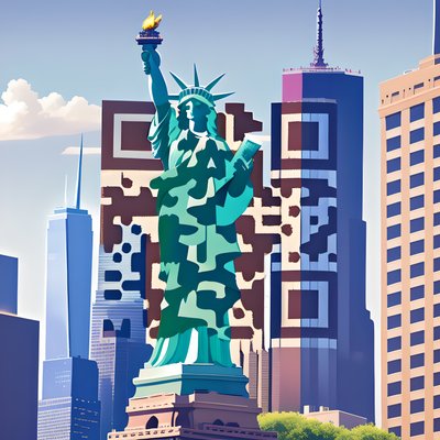 Statue of Liberty Skyline Vector QR Code for Posters