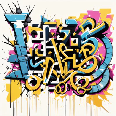 Graffiti Wildstyle Lettering Symbol QR Code for Apparel