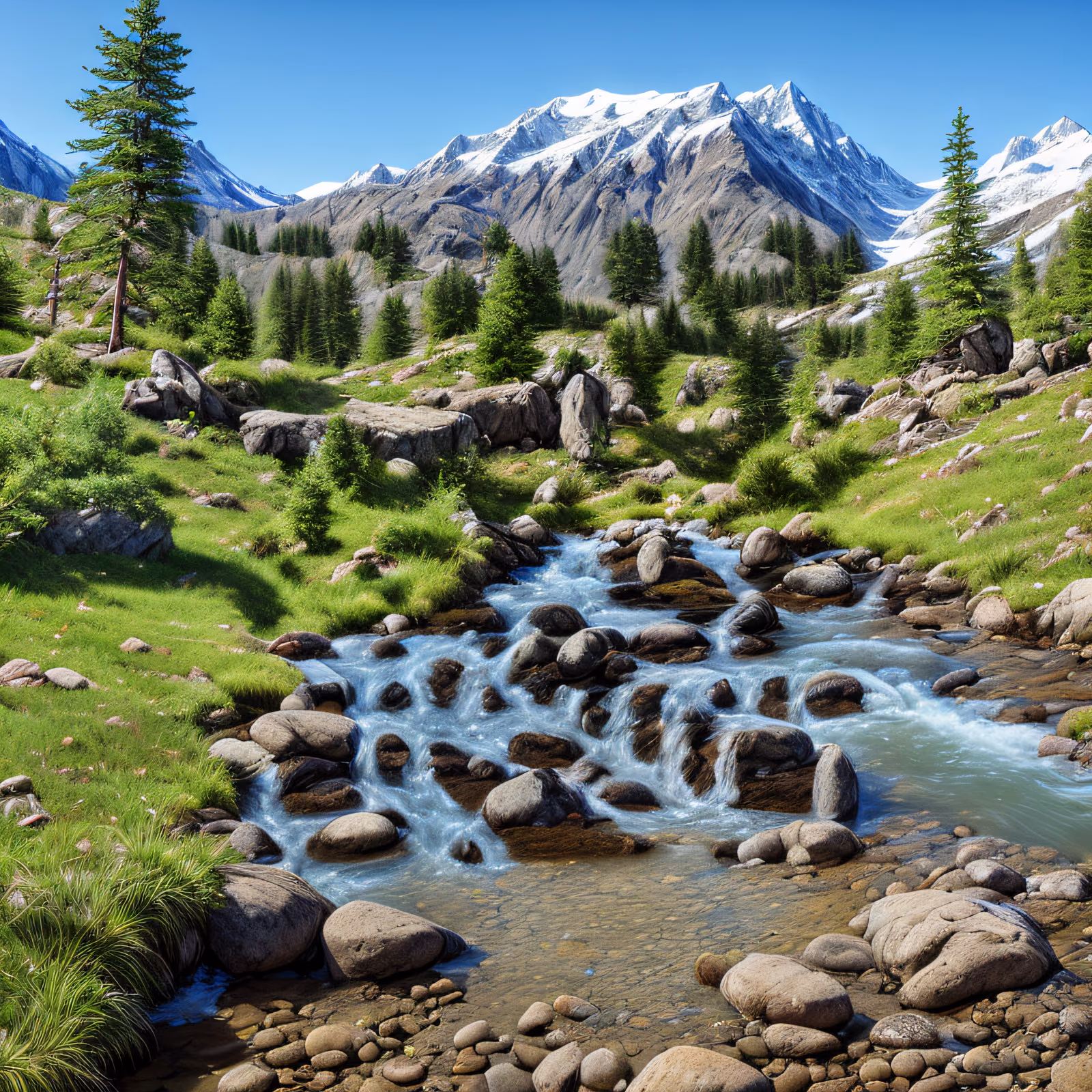 Alpine Mountain Stream Photorealistic QR Code Art — image 1