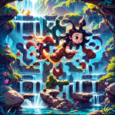 Fairy Kids Waterfall Fantasy QR Code for Book Covers — image 1