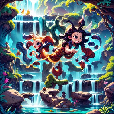 Fairy Kids Waterfall Fantasy QR Code for Book Covers