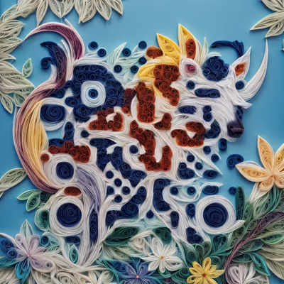 Horned Animal Paper Quilling QR Code Art — image 1