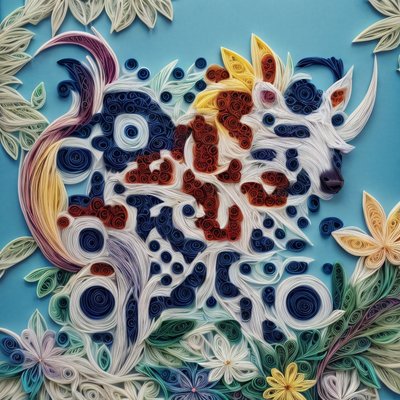 Horned Animal Paper Quilling QR Code Art