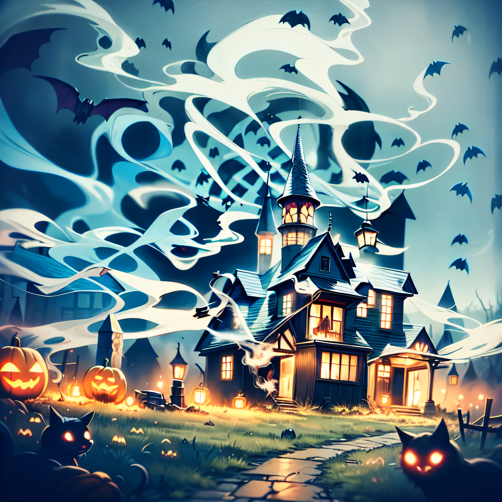 Haunted House Halloween Night QR Code for Posters — image 1