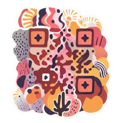 Abstract Blob Vector QR Code for Stickers