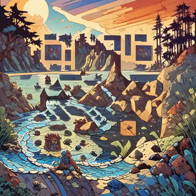 Rocky Coastal Cove Comic Book QR Code for Posters — image 1