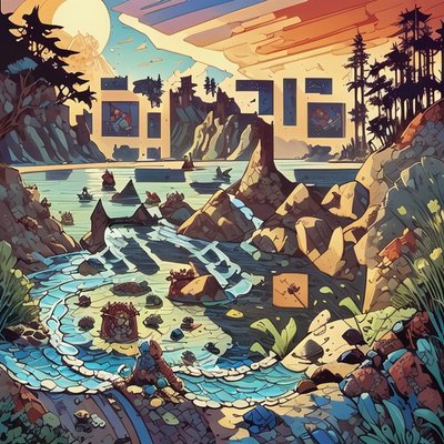 Rocky Coastal Cove Comic Book QR Code for Posters