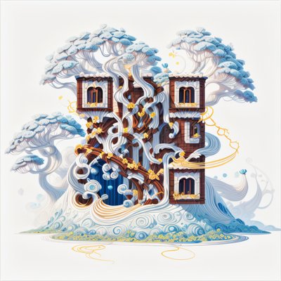 Сказочная башня в лозах: QR-код для постеров