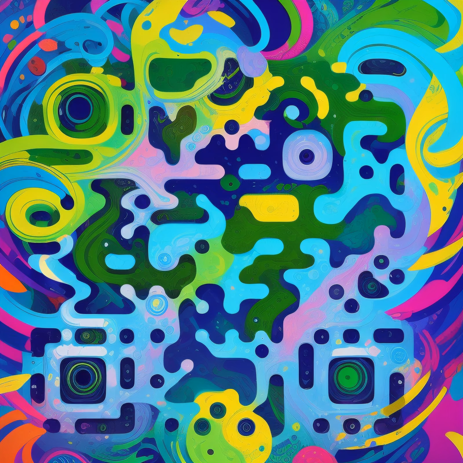 Colorful Psychedelic Swirl Abstract QR Code for Posters — image 1