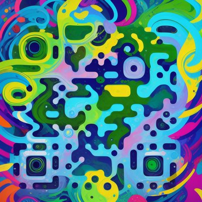 Colorful Psychedelic Swirl Abstract QR Code for Posters