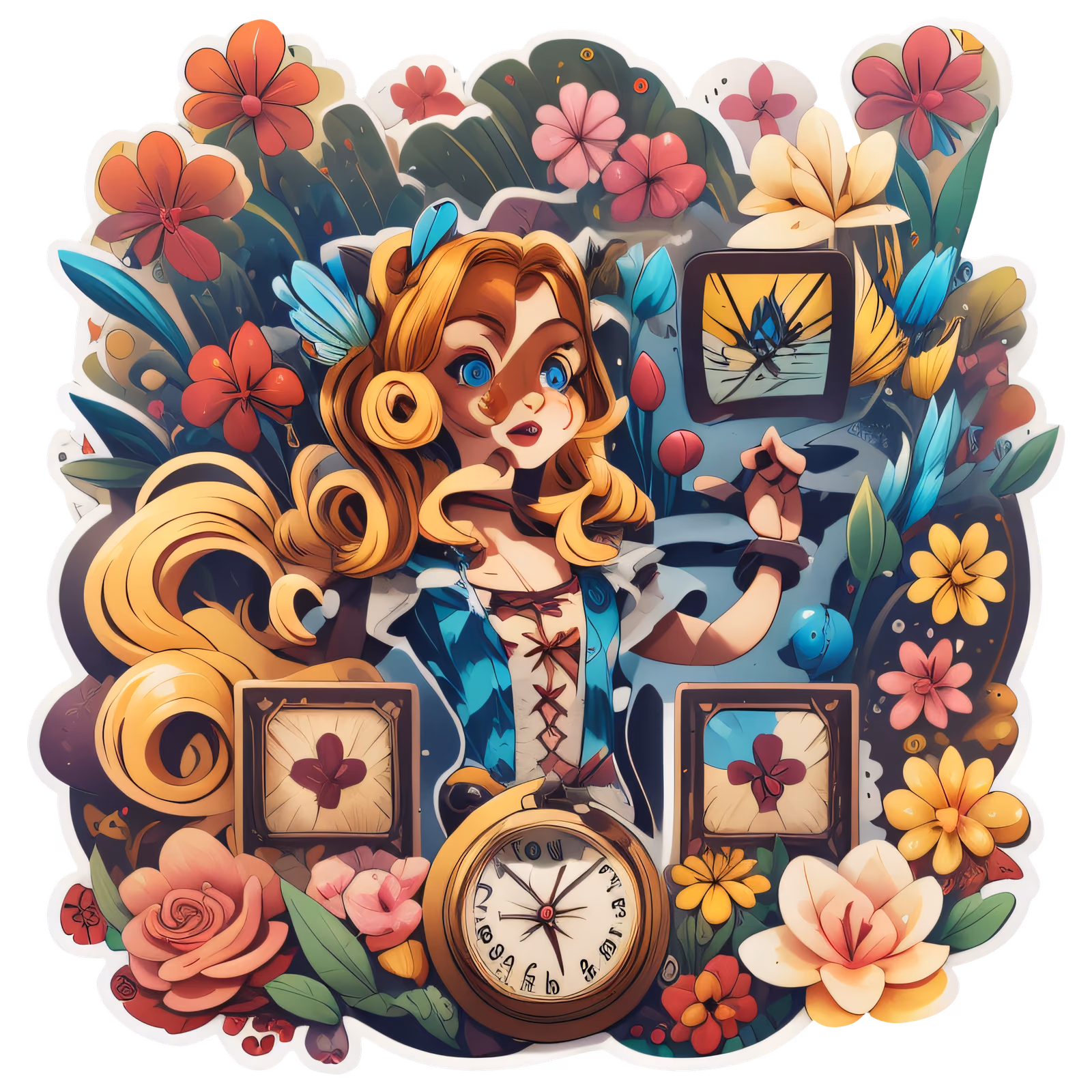 Girl With Flowers Vector QR Code for Stickers — image 1
