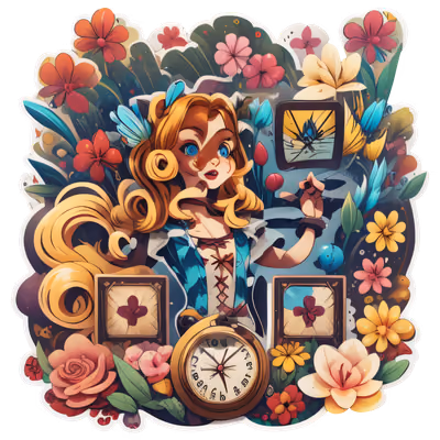 Girl With Flowers Vector QR Code for Stickers — image 1