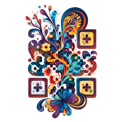 抽象花卉漩涡矢量花朵二维码艺术,适用于贴纸 — 图片 1