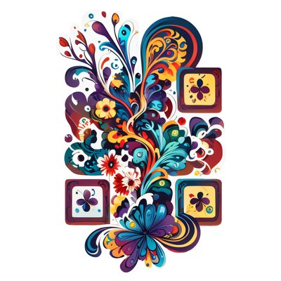 Abstract Floral Swirl Vector Flowers QR Code for Stickers