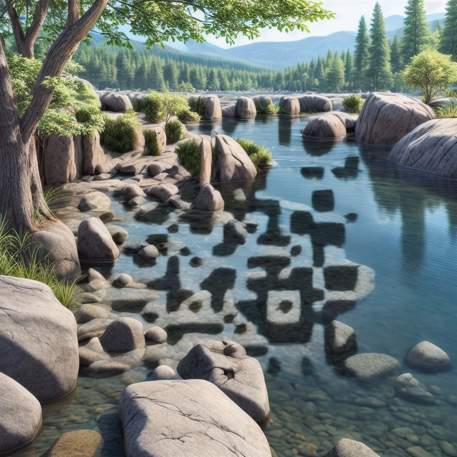 Rocky River Landscape Photorealistic QR Code Art — image 1