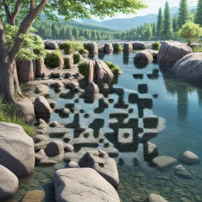 Rocky River Landscape Photorealistic QR Code Art