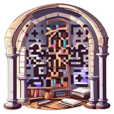 Stone Arch Library Vector QR Code for Stickers