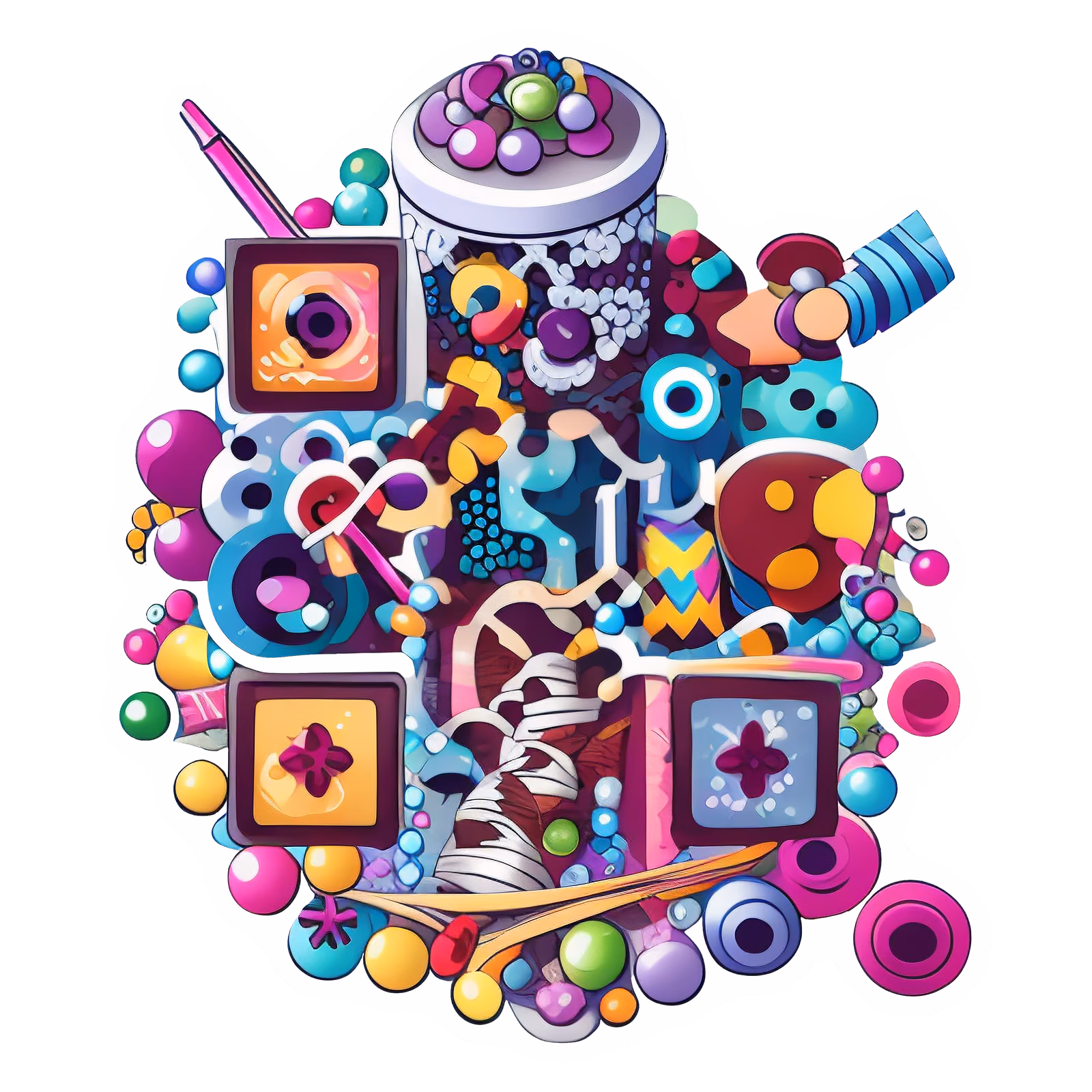 Colorful Beads and Tools Sticker QR Code for Stickers — image 1