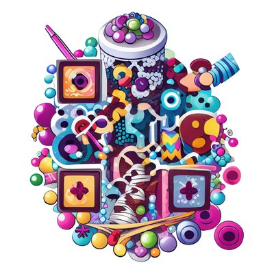 Colorful Beads and Tools Sticker QR Code for Stickers