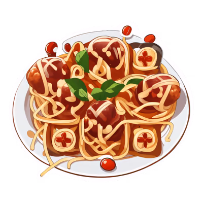 Spaghetti and Meatballs Vector QR Code for Stickers — image 1
