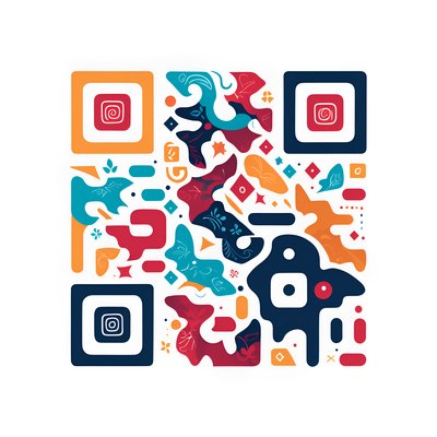 Abstract Ornamental Flat Vector QR Code for Stickers