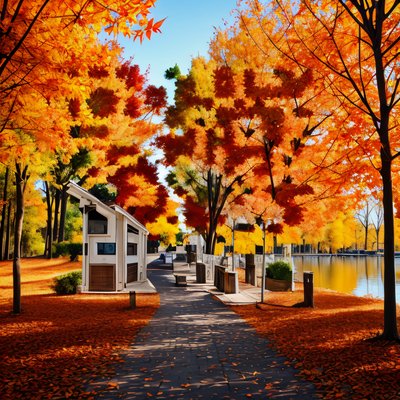 Autumn Park Pathway Photographic QR Code Art