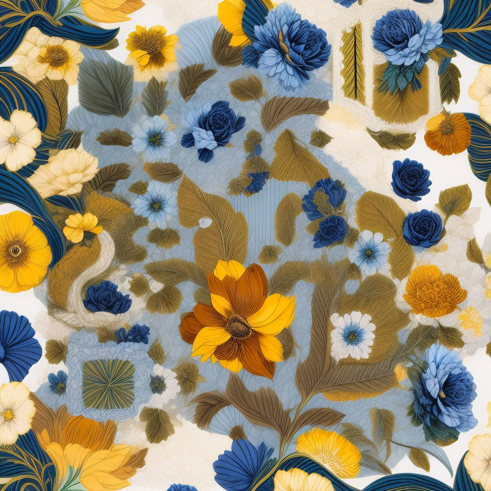 Blue and Yellow Floral Pattern QR Code Art — image 1