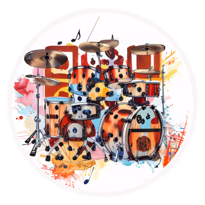 Colorful Drum Set Vector QR Code for Stickers — image 1