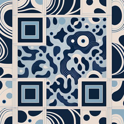 Navy Blue Tile Pattern QR Code Art