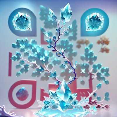 Crystal Tree Aquamarine 3D QR Code Art