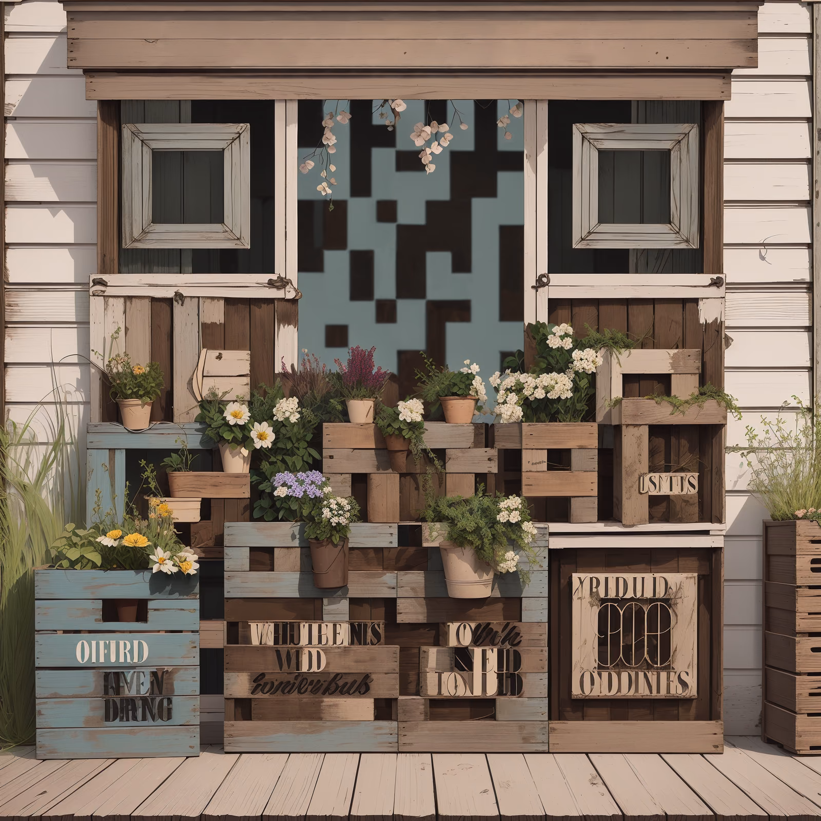Rustic Florist Shop Retro QR Code for Storefront Displays — image 1