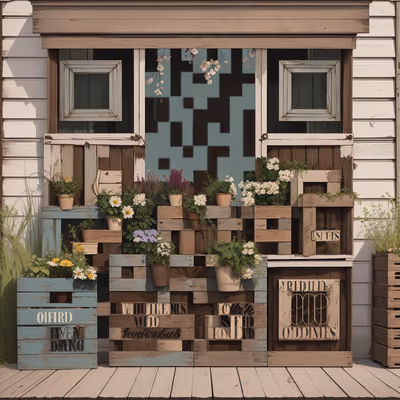 Rustic Florist Shop Retro QR Code for Storefront Displays — image 1